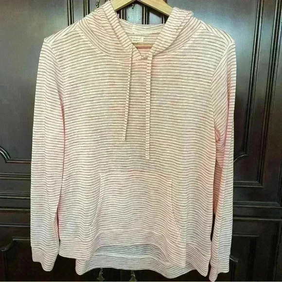 WEATHERPROOF VINTAGE Women’s Soft Knit Hoodie Orange & White Stripes. Size Small - Picture 1 of 8